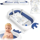 Сложная детская ванночка Ricokids RK-280 с подушкой и термодатчиком 82×50 см. Бело-синяя