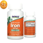 NOW Foods залізо підвійної концентрації 36 мг 90 вегетаріанських капсул iron бісгліцинату заліза для гемоглобіну харчова добавка