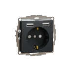 Розетка с заземлением + 2 USB тип А Черный SDD114052 Sedna Design Schneider Electric