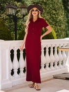 Сукня-футболка довга літня жіноча ISSA PLUS 14756 S Бордове (issa2007682730872)
