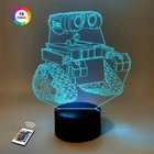 3D ночник "ВАЛЛ-И" (УВЕЛИЧЕННОЕ ИЗОБРАЖЕНИЕ) + пульт ДУ + сетевой адаптер + батарейки (3ААА) 3DTOYSLAMP