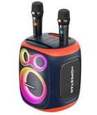Портативная аккумуляторная беспроводная Bluetooth колонка 2 микрофона караоке акустическая система 120Вт с LED светомузыкой Hopestar Party 130 черный