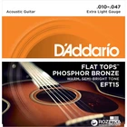 Струны для акустических гитар D'Addario EFT15 Flat Tops Extra Light (10-47)