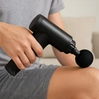 Массажер для тела и мышц аккумуляторный Fascial Gun, беспроводной массажный пистолет с 4 насадками и 6 скоростями, портативный электрический вибромассажер для глубокого массажа спины, шеи, ног, рук Черный, KH-320-Black