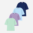 Набор футболок хлопковых длинных мужских Ray Oversize U0104M-4PACK1 S/M 4 шт Светло-зеленый/Лиловый/Голубой/Синий (RAY2000000038339)