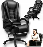Офисное кресло руководителя Virgo X6 Black с регулировкой высоты и угла наклона, экокожа, черное