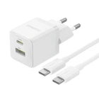 СЗУ Baseus Palm Fast Charger PD30W+QC3.0 (1USB-A/1C) + кабель Type-C to Type-C (P1011160A) Moon White