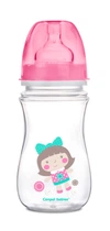 Бутылка с широким отверстием антиколиковая Easystart Цветные зверьки 240 мл Canpol babies Розовая (5903407352060)