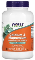 Кальций и Магний Цитрат с витамином Д3 NOW Calcium Magnesium Citrate Powder with Vitamin D3 227 г