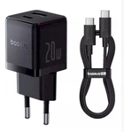 Сетевое зарядное устройство Baseus Palm Fast Charger Type-C+USB 20W + Cable Type-C to Type-C P10111608113-01 Black