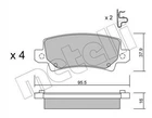 Тормозные колодки Metelli 2204470 Toyota Corolla 0446602160, 0446602070, 0446602110