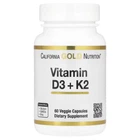 Вітамін D3 та K2 California Gold Nutrition Vitamin D3 + K2, 60 вегакапсул для підтримки здоров'я кісток