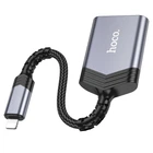 Адаптер перехідник Hoco UA25 2в1 card reader Lightning сірий