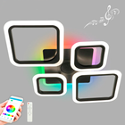 Смарт люстра OVAL RGB MUSIC 80W 5S Esllse чорна LED музична з колонкою (динаміком) APP 725x460x80мм