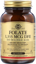 Фолиевая кислота для здоровья Solgar Folate 1,333 мкг DFE 800 мкг 250 таблеток в упаковке (ARE-575081)