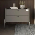Тумба прикроватная LION Wood с двумя ящиками Антрацит (черные ножки) 50х40х44 см