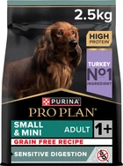 Сухой корм для взрослых собак Purina Pro Plan Small&Mini 1+ Sensitive Digestion беззерновой с индейкой