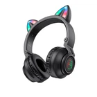 Беспроводные Bluetooth наушники Borofone BO18 Cat ear BT headphones |портативная стерео гарнитура, Bluetooth 5.0, AUX/TF, Type-C, до 7 часов воспроизведения, 400 мАч, встроенный микрофон, LED-подсветка, быстрая зарядка| Черный