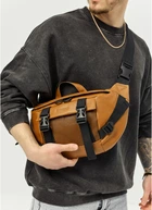 Большая мужская поясная сумка бананка из натуральной кожи SAMBAG Коричневая (1008038721)
