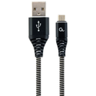 Кабель с текстильной оплёткой для зарядки и передачи данных Cablexpert CC-USB2B-AMmBM-2M-BW USB 2.0/Micro B 2м, Черный