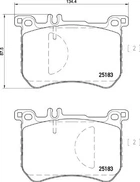 Комплект гальмівних колодок BRABUS 40S, MB S-CLASS, MB SL, BREMBO (P50111)