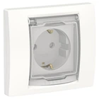 Розетка Schneider Electric Unica New з заземленням зі шторками прозорою кришкою IР44 білий NU003718