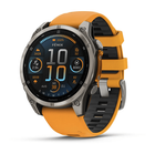 Смарт-часи Garmin Fenix 8 Amoled 47 мм Sapphire Titanium з помаранчевим силіконовим ремінцем (010-02904-11)
