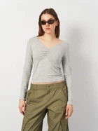 Лонгслів жіночий H&M 0801673_сір.мел_02 M Сірий (KAY2000001506868)