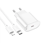 Мережевий зарядний пристрій HOCO C109A 20 Вт з портом USB Type-C та кабелем Type-C × Lightning білий