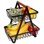 Настольная двухъярусная корзина Fruitz Металлическая фруктовница с деревянной ручкой (65902)