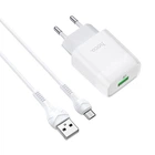 Мережевий зарядний пристрій з кабелем HOCO C72Q Glorious single port QC3.0 charger set(Type-C) 18W White (6931474732552)
