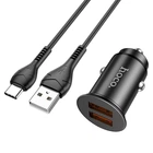 Адаптер автомобильный HOCO Type-C Cable Developer dual port car charger set NZ1 |2USB, 3A, 36W, QC| 4756329