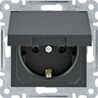 Розетка з з/к з кришкою Hager Lumina, чорна, 16А/230В WL1153
