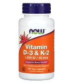 Вітаміни D3 та K2 1000 МО/45 мкг NOW Foods 120 рослинних капсул