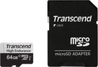 Карта памяти Transcend High Endurance 350V microSDXC 64GB UHS-I U1 + SD адаптер (TS64GUSD350V)