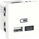 Розетка USB Schneider Electric Unica New подвійна A+C білий NU301818