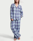 Піжама Фланель (сорочка + штани) Victoria's Secret Flannel Long Pajama Set S Regular Блакитний (26931137D)