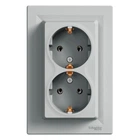 Розетка Schneider Electric Asfora с заземлением двойная алюминий EPH9900161