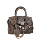 Женская сумка в стиле Hermes мини из денима, серая