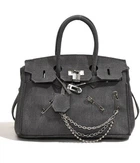 Женская сумка в стиле Hermes из денима, серая