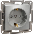 Розетка з заземленням з захисними шторками Schneider Electric Asfora Алюміній EPH2900261