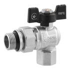 Кран-американка кульовий кутовий Kroner 1/2" ВЗ PN40 метелик, нікельований (CV033223)