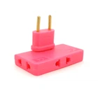 Трійник + перехідник 3 in 1, UK/US-EU, 220В, 10А, поворотний 180 °, Pink