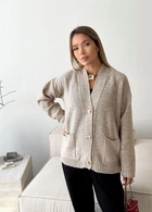 Кардиган вязаный женский ART KNIT Casual Wool Льняной, L-XL 041836