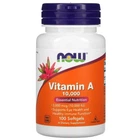 Вітамін А, Vitamin A, Now Foods, 10000 МЕ, 100 капсул