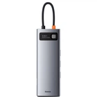 USB-хаб (концентратор) Baseus Metal Gleam Series 9-in-1 (Type-C to USB3.0*3, 4K HDMI, Type-C PD, TF, SD, VGA, RJ45) Gray, серый (CAHUB-CU0G)