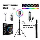 Кольцевая лампа 30 см цветная Штатив 2 метра Держатель для телефона RGB