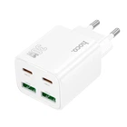 Сетевое зарядное устройство адаптер Hoco N56 Fundador |2USB/2Type-C, 30W/3A, поддержка быстрой зарядки PD/QC, многоуровневая защита, универсальная совместимость, высокая мощность| Белый