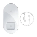 Беспроводная зарядная станция Baseus Simple 2in1 Wireless Charger Pro Edition (WXJK-C02) |15 Вт, быстрая зарядка, широкая совместимость, одновременная зарядка 2 устройств, многоуровневая защита, для смартфона и наушников, LED-индикатор| Белый
