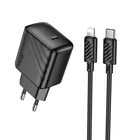 Мережевий зарядний пристрій Hoco CS24A, 1Type-C, PD, QC 25W, Type-C to Lightning, Чорний